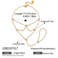 Bracelet bague en acier inoxydable doré orné de zircons cubiques ronds et clairs - Style Doré (JDB0307017)