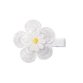 Cute white embroidered daisy hair clip with yellow center for girls and women - Style 28-White Embroidery Flower Yellow Center Full Wrap Clip