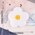 Parche de girasol de peluche blanco y amarillo, 5,2 cm bordado decorativo para DIY - Adhesivo Termofusible / Blanco
