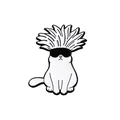Cartoon white cat enamel pin with black sunglasses and afro hairstyle for bags - Sunglasses Afro Cat Style (CZ2230-1)