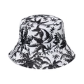Close-up of tropical palm tree prints and stitching details on the bucket hat - M (56-58cm) / White