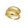 Minimalist double-layered 18k gold plated wing ring with a polished adjustable open design - C-Double Layer Water Drop