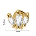 Gold crown stud earring with marquise gems and size labels of 5.2mm and 6mm - #2-Crown / 1.2x6mm