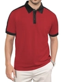Polo da uomo rossa in piqué con colletto e bordi delle maniche a contrasto neri - S / Borgogna