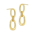 Boucles d'oreilles doubles cercles en argent S925 doré avec maillon serti de diamants - Argent 925 / Or 18K