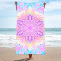 Microfiber beach towel with pink and purple mandala geometric pattern for yoga or surfing - B54-Purple Series Mandala Floral
