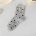 Grey maternity socks with black bow tie and polka dot pattern and rolled cuff detail - 36-40 / Grey with Polka Dot Bow