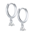 Elegant S925 silver hoop earrings featuring brilliant round-cut zirconia drop charms - Silver-White Zirconia