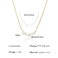 Detailed view of 18K gold plated stainless steel necklace with small pearls and dimensions - Seven Pearls Row