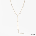 Collana a Y dorata in acciaio inossidabile con pendenti in zircone rotondi brillanti - Collana in Zircone Bianco Oro (D1250)