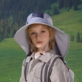 Cappello da sole per bambini grigio chiaro con protezione collo e cordino antivento - Grigio (1183-Grigio)