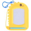 Yellow dinosaur magnetic drawing board for kids with blue pen and hanging clip accessory - Dinosaur Solid Yellow Board