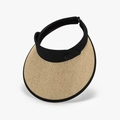 Cappello parasole da donna in paglia beige e nero con logo G circolare in metallo - Regolabile / Nero Cachi (22H023)