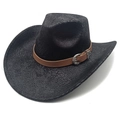 Cappello da cowboy nero in finta pelle con trama a serpente e fibbia argentata - M(56-58cm) / Motivo Serpente Nero