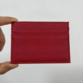 Slim red PU leather card holder with Saffiano texture and two card slots - Red Saffiano Pattern
