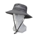 Cappello da sole grigio scuro con rete traspirante e cordoncino per escursioni - Taglia unica / Grigio Medio