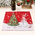 Christmas snowman placemat with a knitted texture and festive holiday scene - Style C Red Snowman