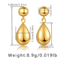 Detailed size chart for 18K gold-plated brass teardrop earrings showing exact dimensions - Teardrop Pendant Style (KE1251) / Gold