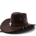 Cappello da cowboy vintage marrone con catena testa di toro e stella turchese - M (56-58cm) / Caffè a Cinque Stelle