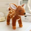 Cute plush spotted deer toy in standing pose with soft brown fur and white spots - Deer