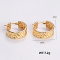 Exquisite 3D cast 304 stainless steel gold hoop earrings with textured woven finish - Amleh018