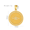 Golden Evil Eye cross necklace pendant with clear stones and 25mm diameter specs - HD-47 Round Evil Eye (25mm)
