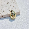 Polished gold egg-shaped pendant with vertical diamond inlay on a stone surface - Vertical Stripe Style / Gold