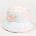 Dettaglio ravvicinato del soffice tessuto tie-dye color pastello del cappello a secchiello - M（56-58cm） / Tie-dye a Quattro Colori Macaron (6#)