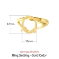 Golden S925 sterling silver adjustable ring setting with 10x12mm oval base for DIY jewelry - Stone Size 10*12mm / Gold