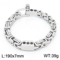 Silbernes Byzantinisches Armband für Herren aus Edelstahl mit U-Verschluss 190x7mm - Stahlfarbe