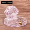 Cat paw art ornament featuring lavender purple crystal stone inside transparent resin - Lavender Amethyst