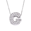 Silver cursive letter G necklace featuring zircon micro-paving and fine silver O-chain - Letter G / Silver