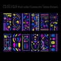 Neon fluorescent temporary tattoo stickers set with floral and butterfly patterns for music festivals - 12 Pcs Set Fluorescent CS013-024
