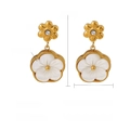18K gold plated flower earrings with natural shell petals and crystal detail - Flower Earrings (SE010238) / Gold