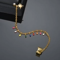 Gold star earring set with colorful bulb charms and sparkling crystal stud detail - S125 Single Ear Cuff Stud Earring
