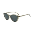 Cat eye butterfly frame glasses in translucent tea grey with dark grey lenses - Transparent Green Frame Grey Lens