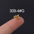 Piercing de acero inoxidable dorado 20G con circonita roja naranja en la punta del dedo - Oro 309-4#