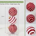 Set of 3 red and white glitter foam Christmas ball ornaments in a clear 8cm gift box - 8cm Red and White Foam Balls (3pcs/Set)