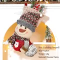 Large 48cm Christmas stocking featuring a cute snowman design and red knitted patterns - Snowman (103-B)