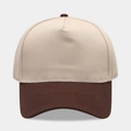 Casquette de baseball bicolore en coton beige et marron avec surpiqûres de qualité - Réglable / Kaki Clair avec Bord Marron Foncé