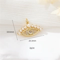 Golden eye pendant with pearls and zircon crystals, 18.6x25.3mm DIY jewelry charm - H-11589 White Zircon (Pearl Eye)