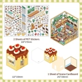 3D Happy Dessert House DIY stickersset met PET-decals en opvouwbare scènekarton - Vrolijk Desserthuis