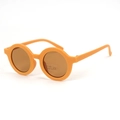 Vibrant orange round frame kids sunglasses with matte finish and UV400 protective brown lenses - Sand Orange Yellow (Standard)