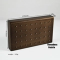 Walnut wood jewelry display board for push-in studs, dimensions 130mm x 79.5mm x 22mm - Style 4-Pin Type / Rectangular Threadless Push-in