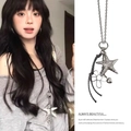 Collier avec pendentif etoile de mer et cordon noir tresse au style boheme chic - Type C Collier Multi-Pendentifs Étoile de Mer Fleur Coeur Argenté