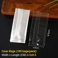 Transparent heat seal food bags 4.5x9.5cm for candy and snacks in 100pcs pack - 4.5x9.5cm