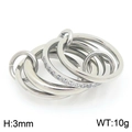 Triple interlocking stainless steel rings in silver finish with pavé set white crystals - US 6 / 4-Band Inlaid Steel Color (KR113339-Z)