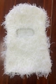 White fringe knit balaclava mask with shaggy tassel design for party and warmth - One Size / White