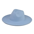 Classic light blue felt fedora with a flat wide brim and structured crown detail - Adult 57-60cm / Sky Blue