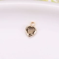 Classic gold plated heart charm with faceted smoky crystal for jewelry making - Light Gray